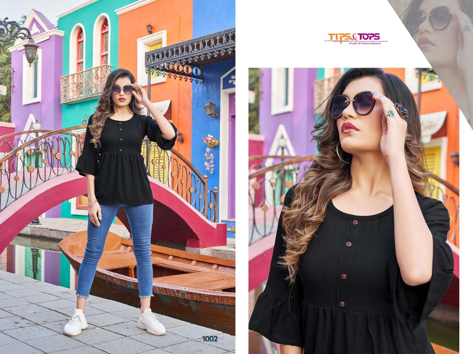 Tips & Tops-Pepe Tops Vol 05-Reyon-Wrinkle-Embroidery-Work-Fancy-Short-Top-1002